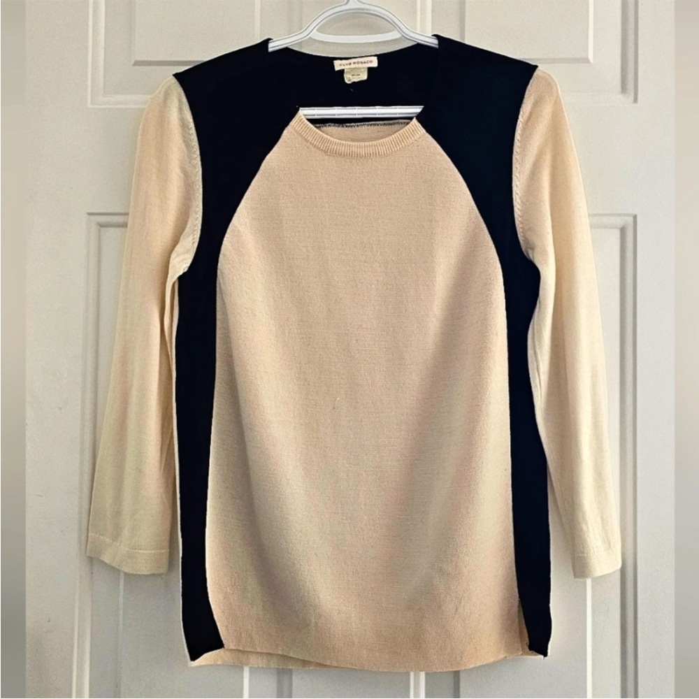 Club Monaco - Cream and Black Wool Sweater - Size M